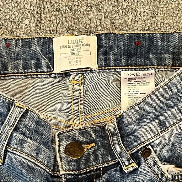 H&M LOGG Bootcut Jeans Womens Size 29 Blue Distressed Stretch Pockets - Picture 4 of 10